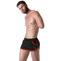 LEADER Short en mesh LOADED Noir-Rouge